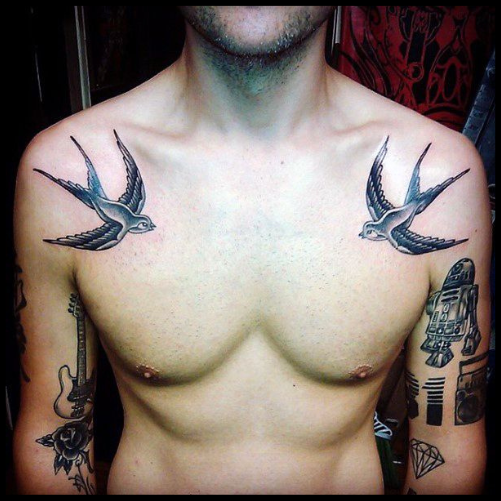 Sparrow Tattoo On Chest