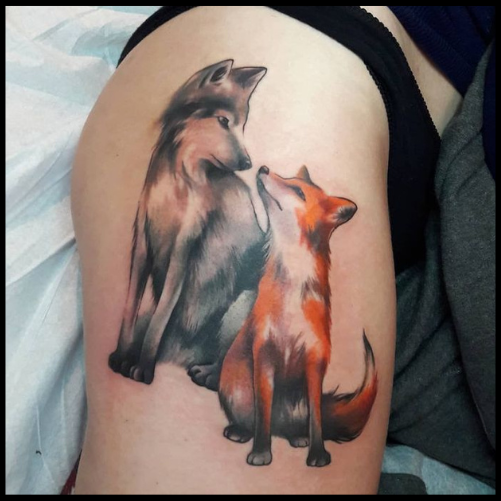 Spooning Couple of Lovers Tattoo Idea Fox Tattoo Ideas