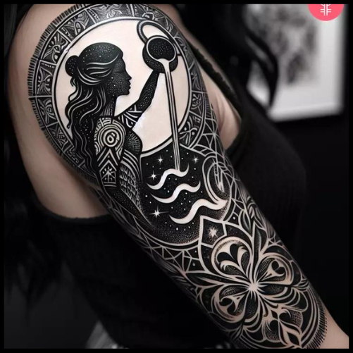 Sunny and Wavy Aquarius Tattoo