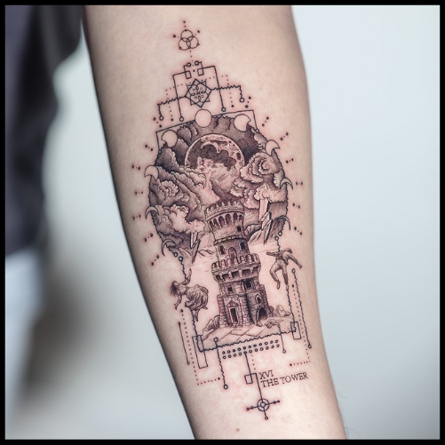 The Tower Tarot Card Tattoo
