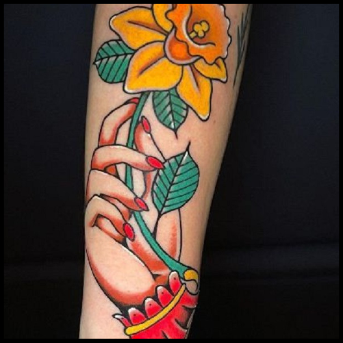 Traditional Daffodil Tattoo