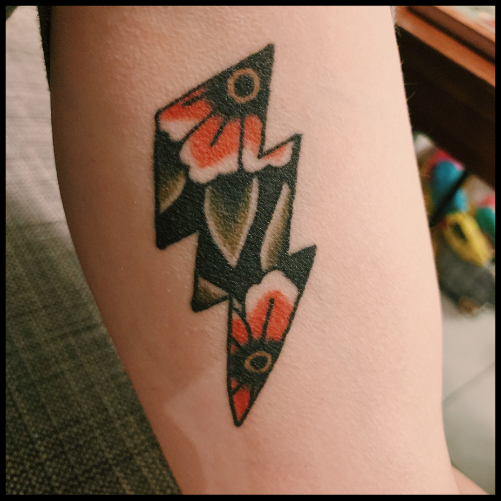 Traditional Lighting Bolt Tattoo