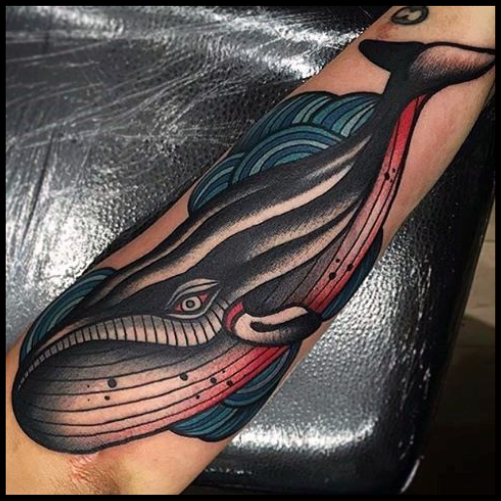 Vintage-style Whale Tattoo