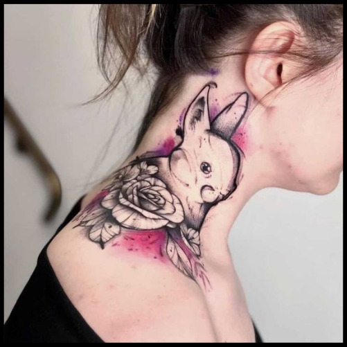 Watercolor Neck Tattoos