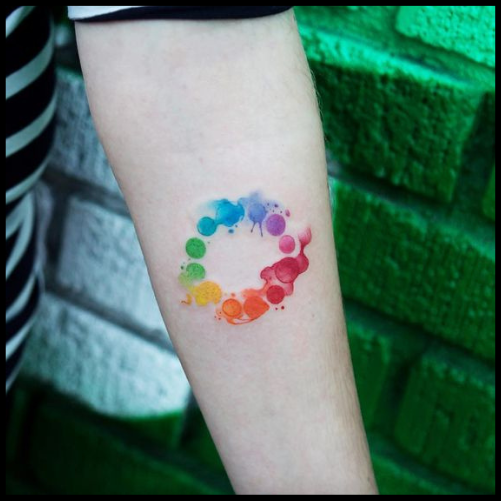Watercolor Rainbow Tattoo Circle Design