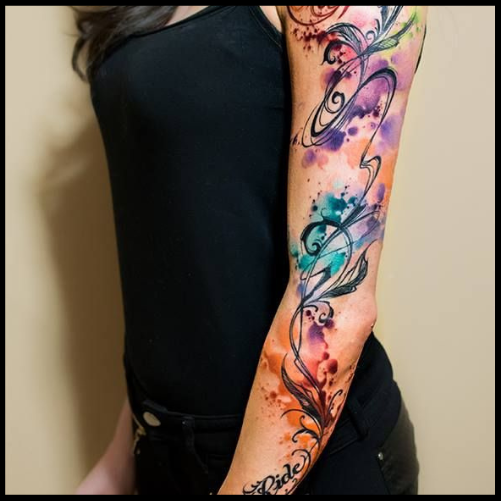 Watercolor Sleeve Tattoo