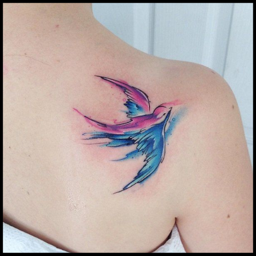 Watercolor Sparrow Tattoo