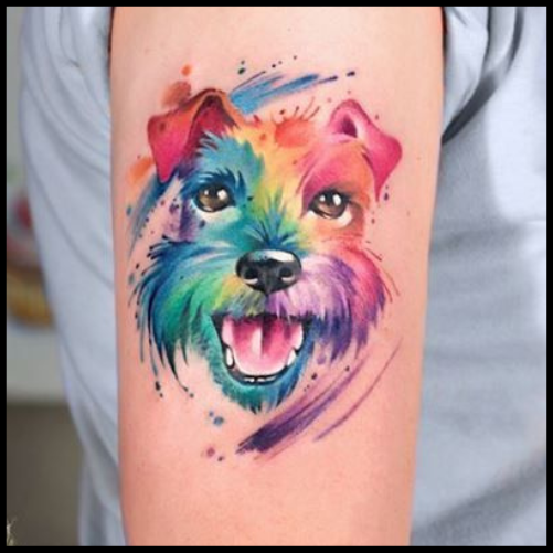 Watercolor Style Dog Tattoo