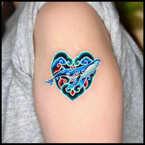 Whale and Heart Tattoo
