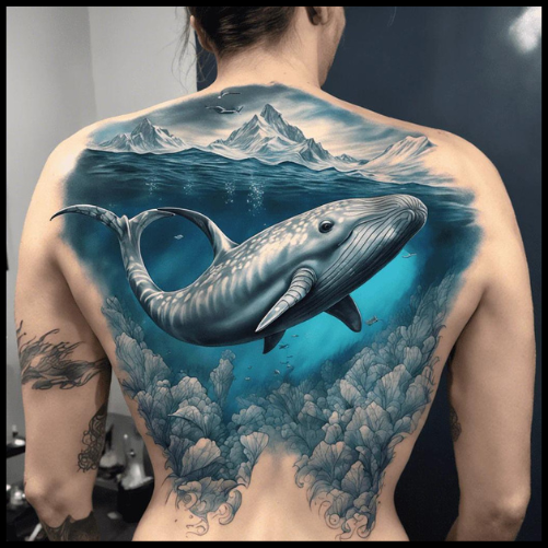 Whale and Ocean Scene Tattoo