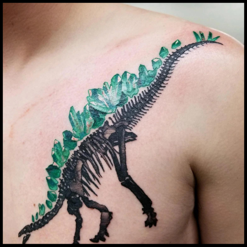 White Stegosaurus Fossil Tottoo