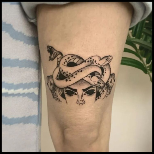 Above The Knee Tattoo Snake Print