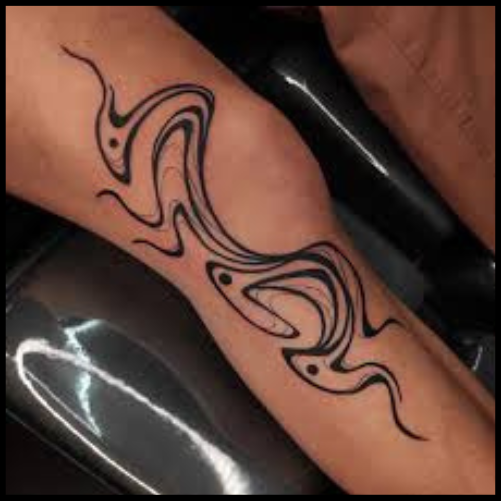 Abstract Art Above The Knee Tattoo