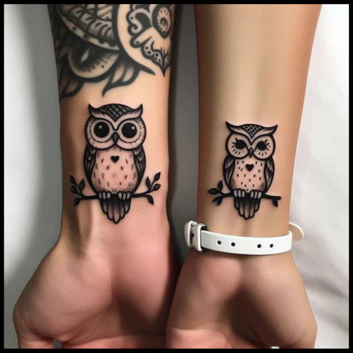 Alluring Owl Couple Tattoo