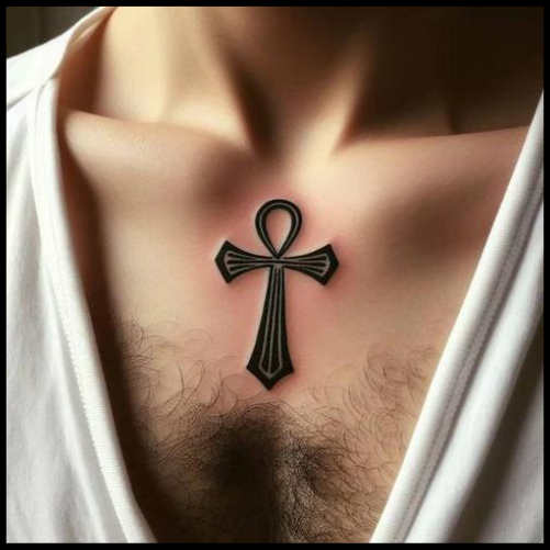 Ankh Chest Tattoo