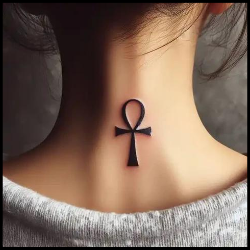 Ankh Tattoo on Neck