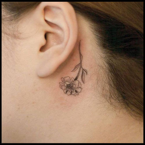 Behind-the-Ear Carnation Tattoos for a Subtle Look