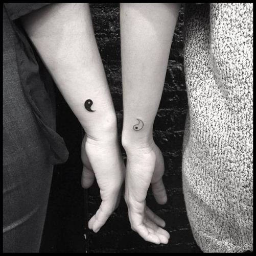 Black And White Yin Yang Couple Tattoo