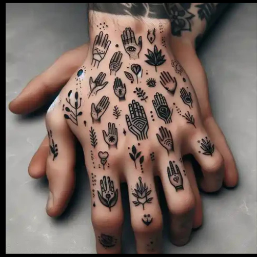 Bold And Brave Hand Patchwork Tattoo