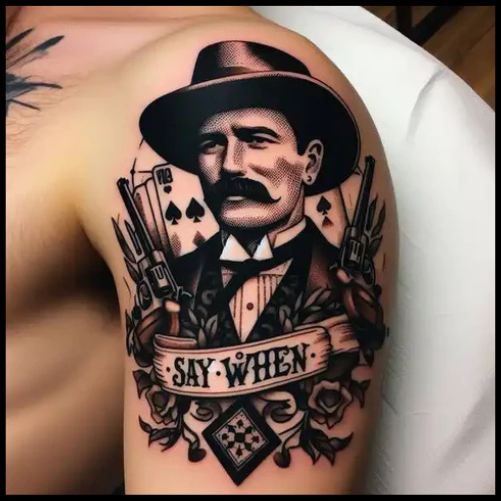 Bold Doc Holliday Tattoo On Arm