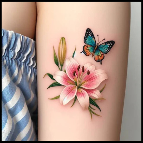 Butterfly And Lily Flower Tattoo Lily Flower Tattoo Ideas