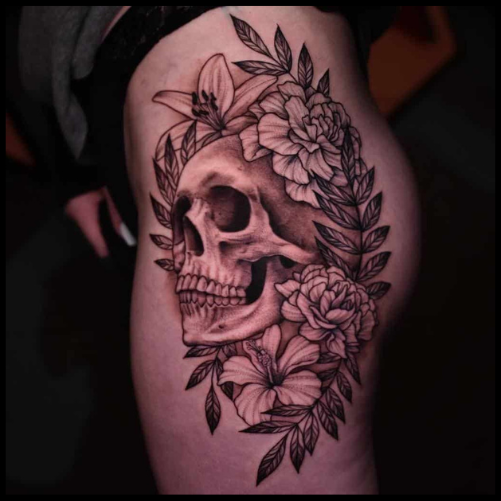Carnation and Skull Tattoos