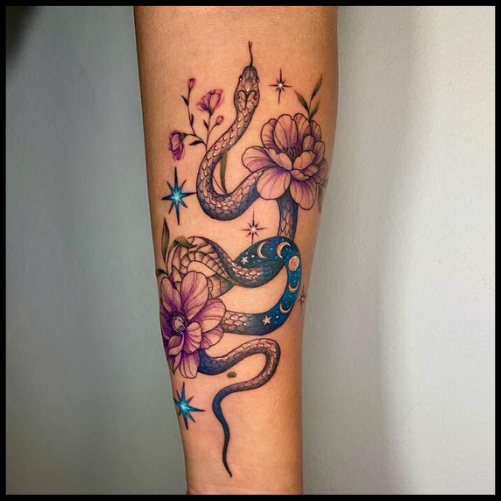 Carnation and Snake Tattoos