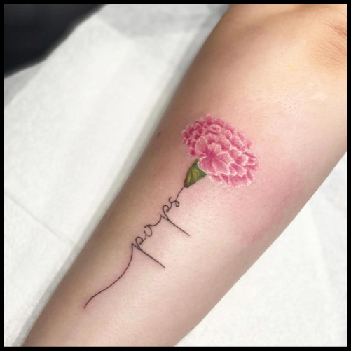 Carnation with Birthdate Tattoo Ideas for Special Memories