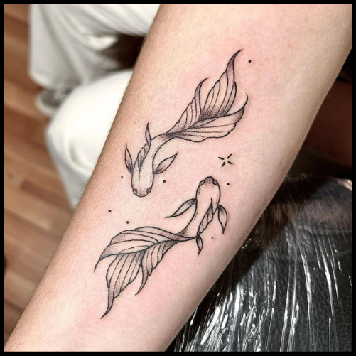 Colorful Representation Of Koi Fish Patchwork Tattoo Patchwork Tattoo Ideas