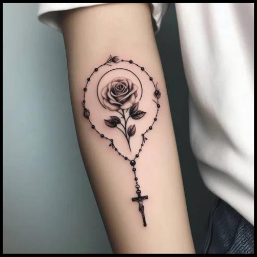 Combining Rosary Tattoo with Other Elements