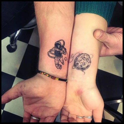 Cosmic Couple Tattoo Couple Tattoo Ideas