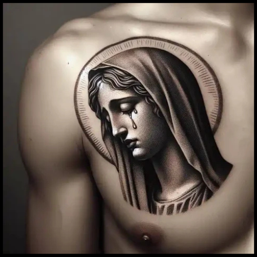 Crying Virgin Mary Tattoo