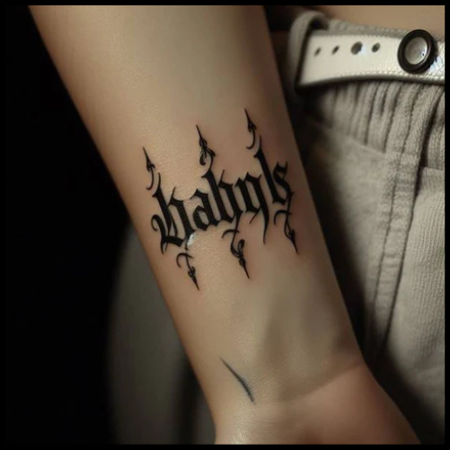 Cryptic Gothic Lettering Tattoo othic Tattoo Ideas