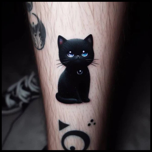 Cute Gothic Cat Tattoo