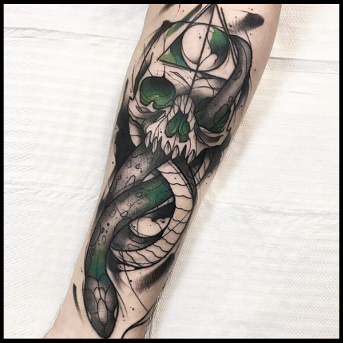 Dark Mark with Colorful Flourishes Tattoo