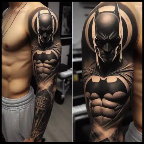 Deep Batman Tattoo On Sleeve Batman Tattoo Ideas