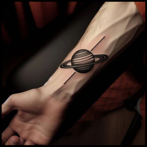 Express Your Heavy Heart With Blackwork Saturn Tattoo