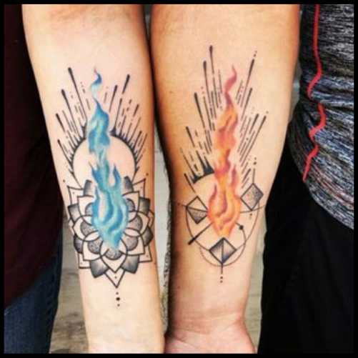 Fiery Couple Twin Flame Tattoo