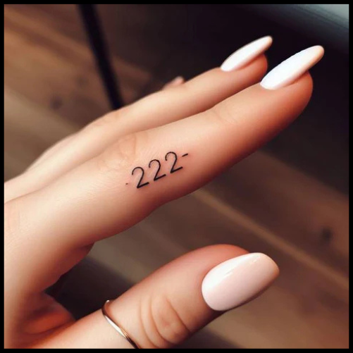 Fineline 222 Tattoo On Finger