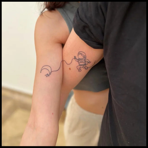 Fineline Traditional Couple Tattoo