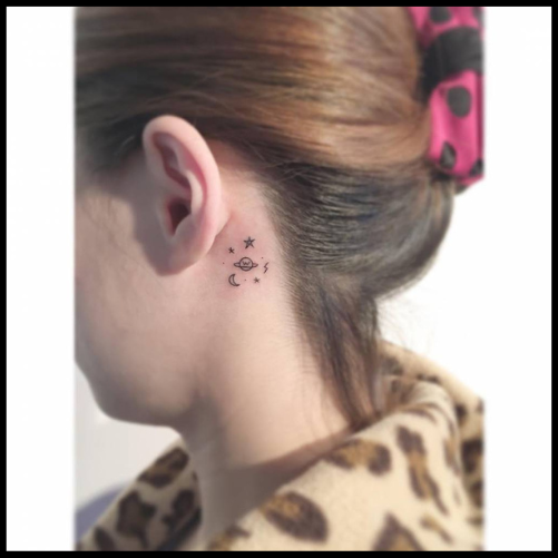 Galaxy Behind the Ear Tattoo