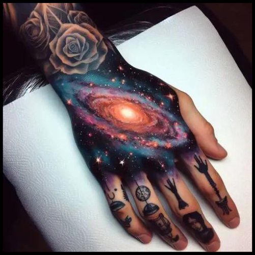 Galaxy Hand Tattoo
