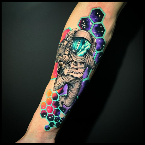 Galaxy with Astronaut Tattoo