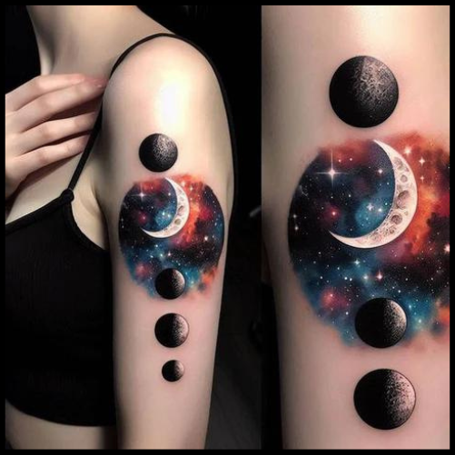 Galaxy with Moon Phases Tattoo Galaxy Tattoo Ideas