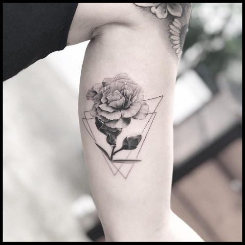 Geometric Carnation Tattoo Ideas for a Modern Look