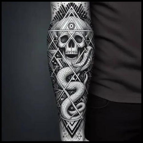 Geometric Interpretation of the Death Eater Mask Tattoo