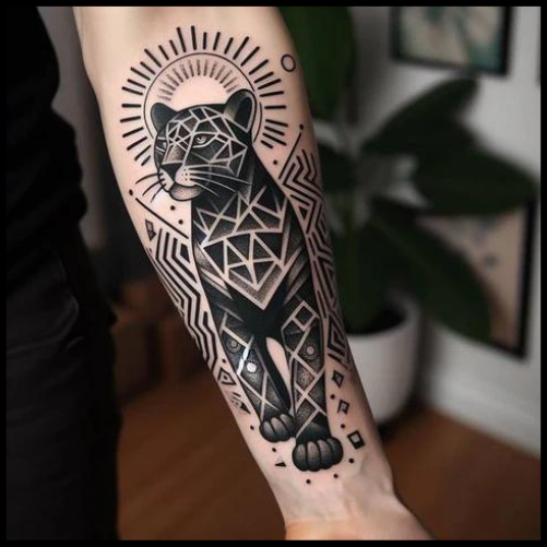 Geometric Jaguar Tattoo