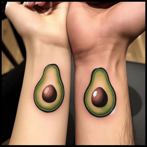 Glistening Avocado Couple Tattoo
