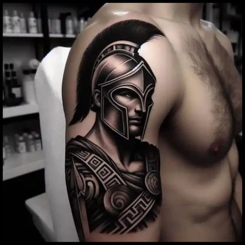Glistening Greek Warrior Tattoo