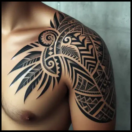 Glistening Polynesian Tattoo On Shoulder